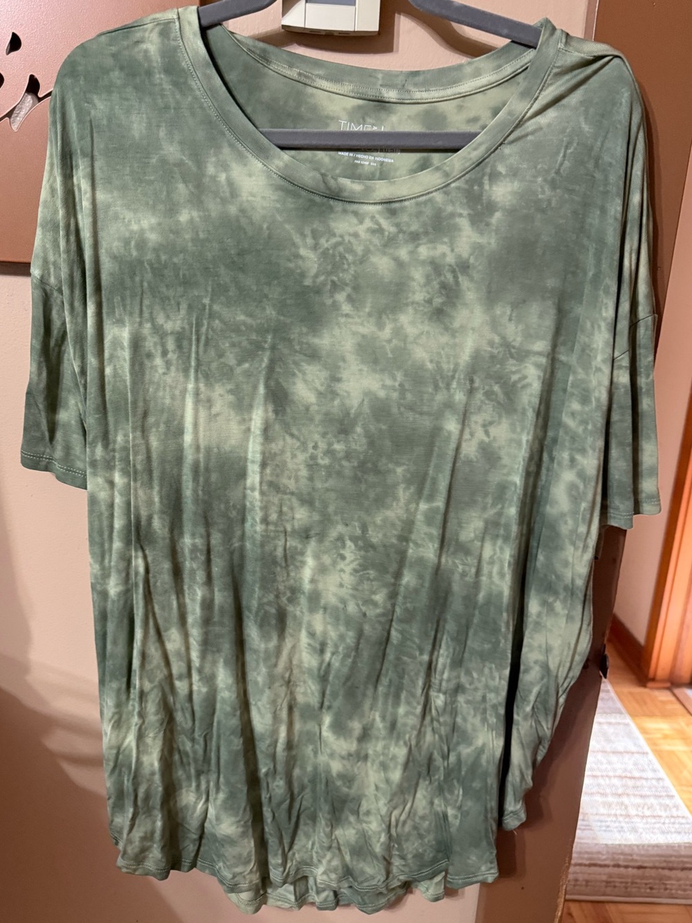 Time and Tru Olive Tie-Dye Short Sleeve Tee XL